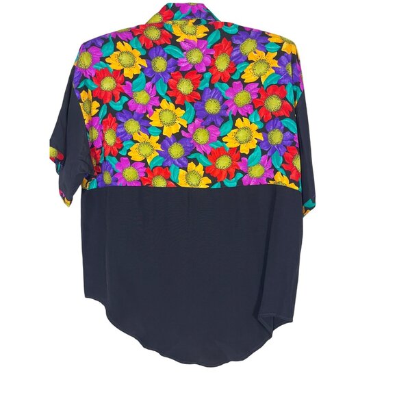 Cristina Retro Floral Shirt M Chic Mod Shorts Preppy Mod Colorful 70s - Picture 3 of 14